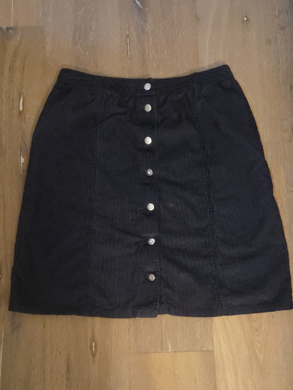 See by Chloe Corduroy Button Down Skirt Dark Gray A-Line 14? FLAW